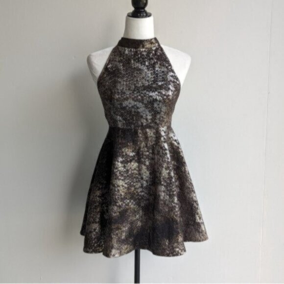 Urban Outfitters metallic backless halter mini dress - Picture 6 of 9